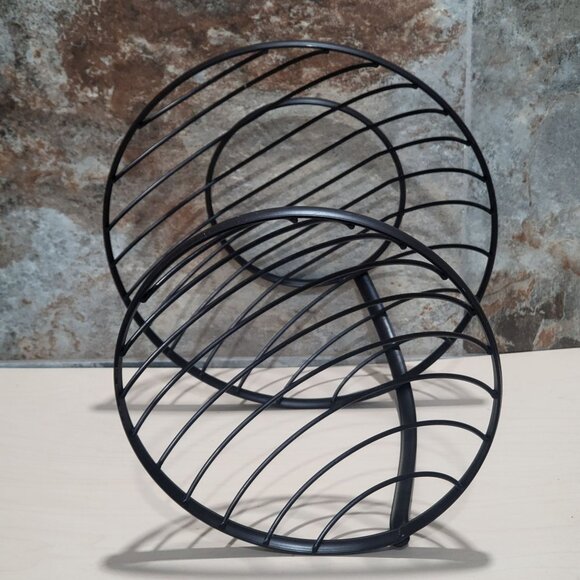 Black Metal 2 Tier Fruit Vegetable Basket Bowl Display Stand - Picture 4 of 11